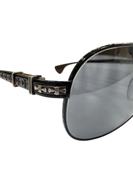 Chrome Hearts the Beasti Wood 925 CH Cross Temple Sunglasses Black Brown